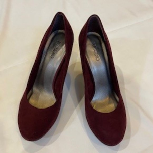 K Studio - Suede Platform Heels (Burgundy) - Picture 3 of 5